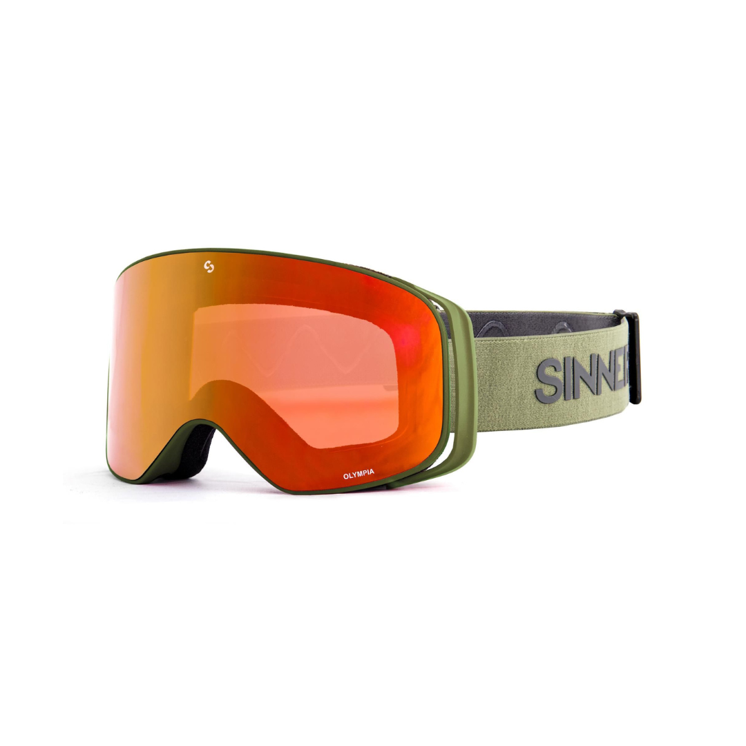 Sinner Olympia Matte Moss Green - Full Red Mirror Lens